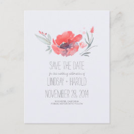 Vattenfärg Blommig Romantisk Spara Datum Meddelande Vykort