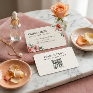 Vattenfärg Blommig Ros Skönhet Professionell QR-ko Visitkort