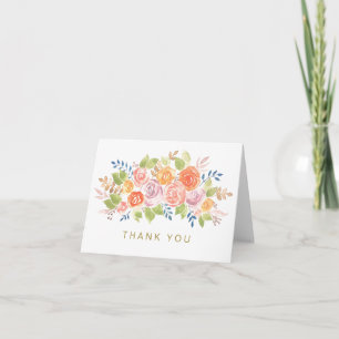 Vattenfärg Blommig Rosa Guld Generisk Tack Kort
