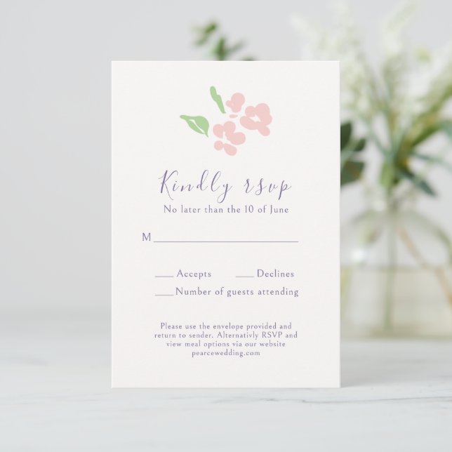 Vattenfärg Blommig Skrift Bröllop  RSVP-kort OSA Kort (Stående Fram)