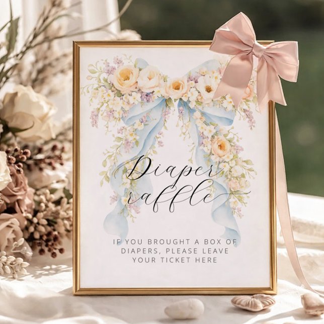 Vattenfärg Blommig Slöja Bebis Bjudning Blöja Lott Poster (Skapare uppladdad)