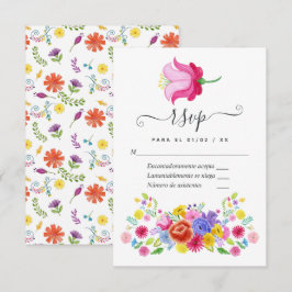 Vattenfärg Blommig Spansk Fiesta Bröllop RSVP-kort OSA Kort