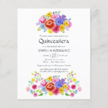 Vattenfärg Blommig Spansk Fiesta Quinceañera
