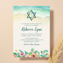 Vattenfärg Blommig Strand Bat Mitzvah