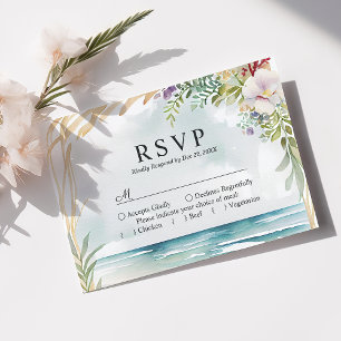 Vattenfärg Blommig Strand Sommar Bröllop RSVP-kort OSA Kort