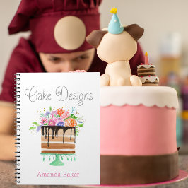 Vattenfärg Blommig Tårtdesign Anteckningsbok