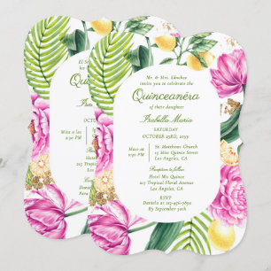 Vattenfärg Blommig Tvåspråkig Spansk Quinceañera Inbjudningar