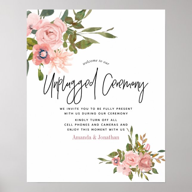 Vattenfärg blommig vigsel utan teknik poster (Framsidan)