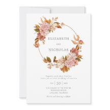 Vattenfärg Blommig Vintage Krans Bröllopsinbjudan