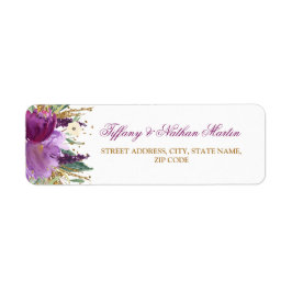 Vattenfärg Blommiga Amethyst Bröllopsadressetikett Returadress Etikett