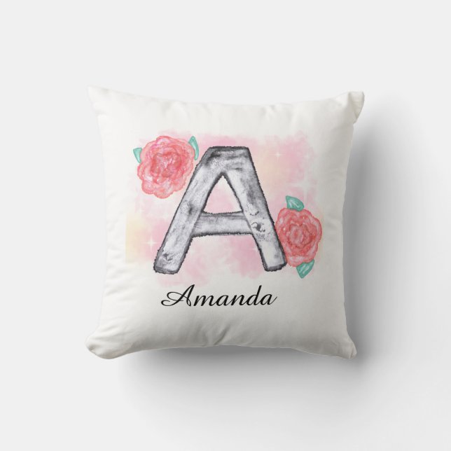 Vattenfärg, Blommigt Brev A Kudde (Framsida)