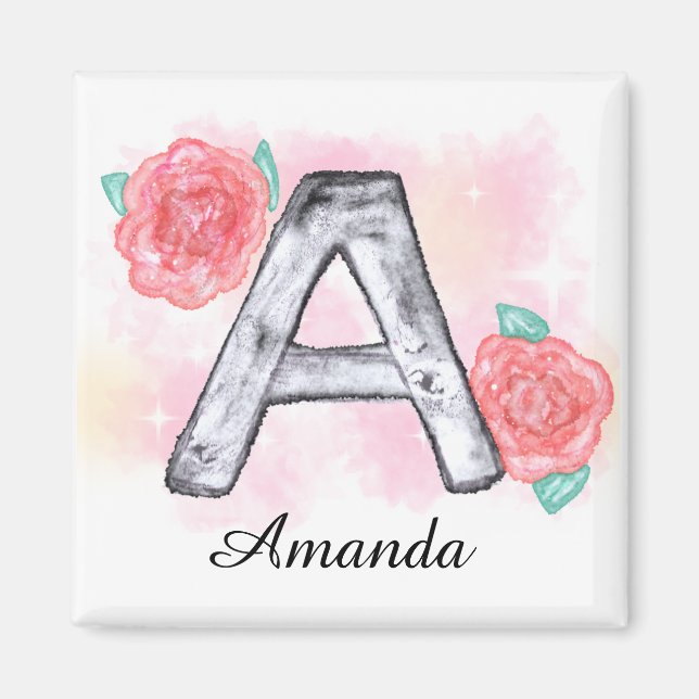 Vattenfärg, Blommigt Brev A Magnet (Framsidan)