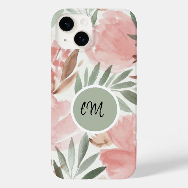 Vattenfärg blommigt mönster monogram (Baksida)