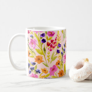 Vattenfärg, Blommigt - Mugg