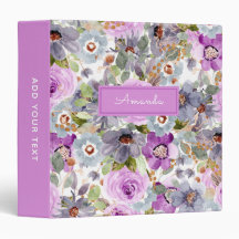 Vattenfärg Blommönster 3 Ring Binder