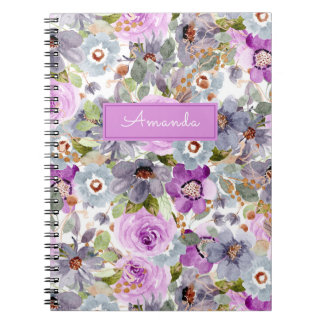 Vattenfärg Blommönster 3 Ring Binder Anteckningsbok
