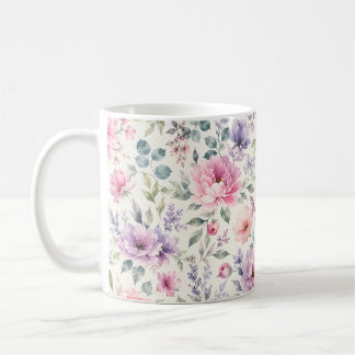 Vattenfärg blommönster | Elegant botanisk Kaffemugg