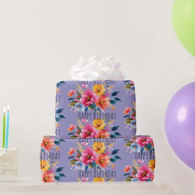 Vattenfärg Blommönster | Modern Ljus Floral   Presentpapper (Festgåvor)