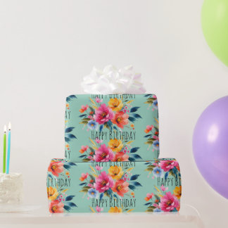 Vattenfärg Blommönster | Modern Ljus Floral Presentpapper