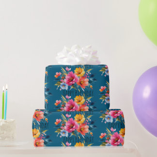Vattenfärg Blommönster | Modern Ljus Floral Presentpapper