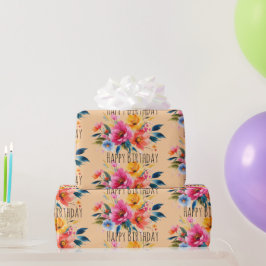 Vattenfärg Blommönster | Modern Ljus Floral Presentpapper