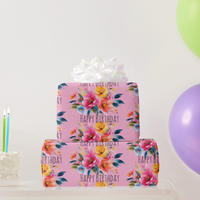 Vattenfärg Blommönster | Modern Ljus Floral   Presentpapper (Festgåvor)