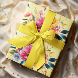 Vattenfärg Blommönster | Modern Ljus Floral Presentpapper