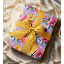 Vattenfärg Blommönster | Modern Ljus Floral Presentpapper