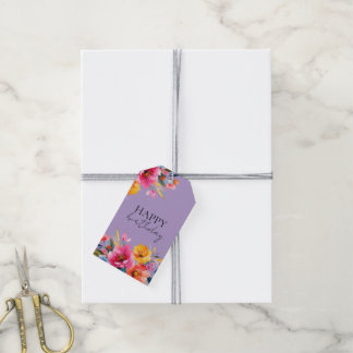Vattenfärg Blommönster | Modernt Floralt Presentetikett