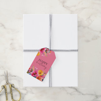 Vattenfärg Blommönster | Modernt Floralt Presentetikett