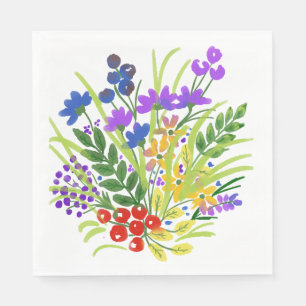 Vattenfärg Blommor 05 Lunchen Pappersservetter