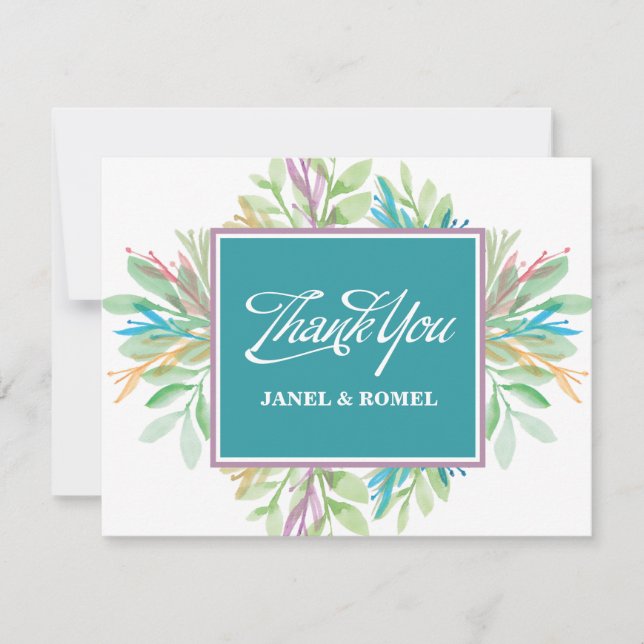 Vattenfärg Blommor 4 - Tack för kortet (Framsida)