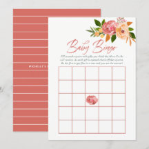 Vattenfärg blommor Baby Shower Baby Bingo