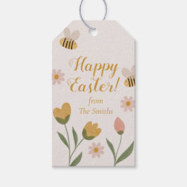 Vattenfärg Blommor & Bin Vår Påsk Presentetikett