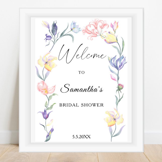 Vattenfärg blommor - bröllopsdusch välkomstskylt poster (Skapare uppladdad)