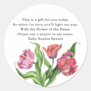Vattenfärg blommor bukett - Bön Ljussticklabel Runt Klistermärke