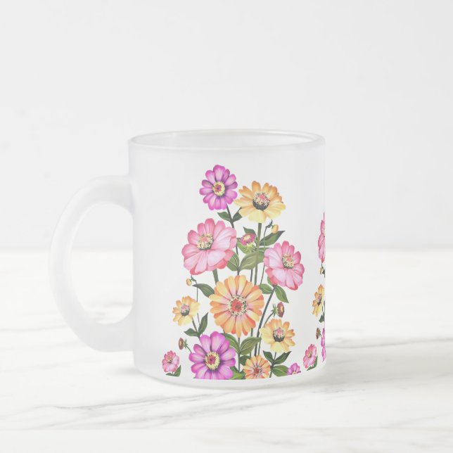 Vattenfärg Blommor Design-34063 Frostad Glasmugg (Vänster)