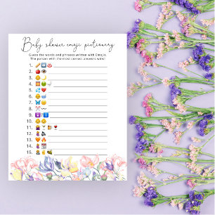 Vattenfärg blommor Emoji bild lek baby shower