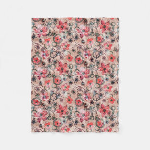 Vattenfärg, blommor. fleecefilt