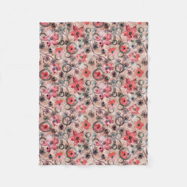 Vattenfärg, blommor. fleecefilt (Framsidan)