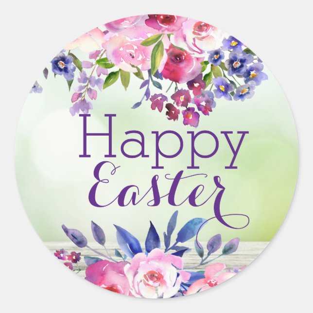 Vattenfärg Blommor Glad Påsk Klistermärken (Framsida)