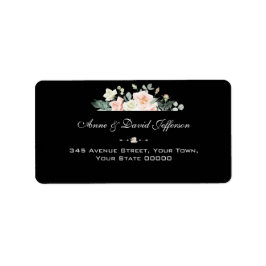 Vattenfärg  blommor Guld Bröllop Adressetikett