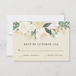 Vattenfärg Blommor + Guldaccent RSVP-kort Inbjudningar