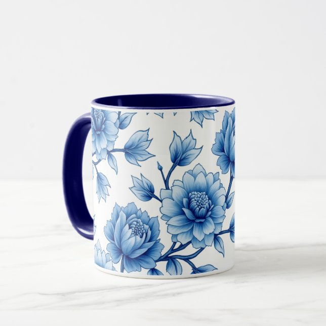 Vattenfärg Blommor Kaffe Mugg (Framsida vänster)