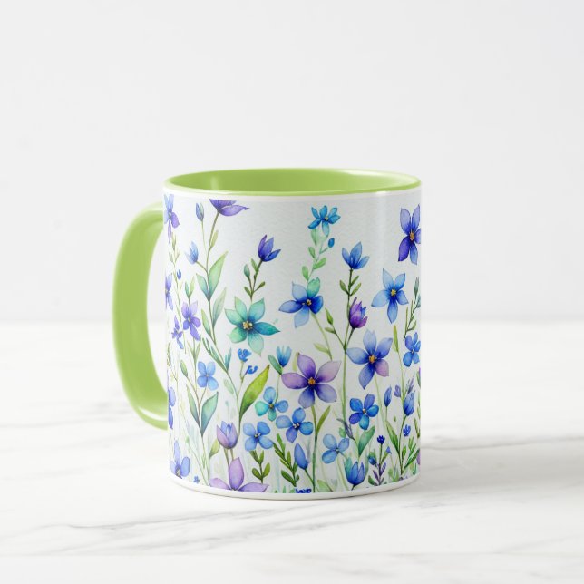 Vattenfärg Blommor Kaffe Mugg (Framsida vänster)