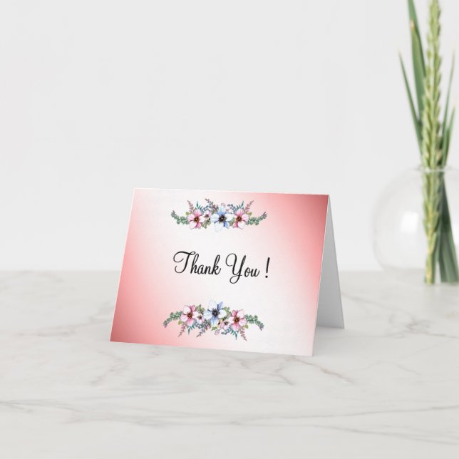 Vattenfärg Blommor Lyser Tack Tomt Insida (Framsida)