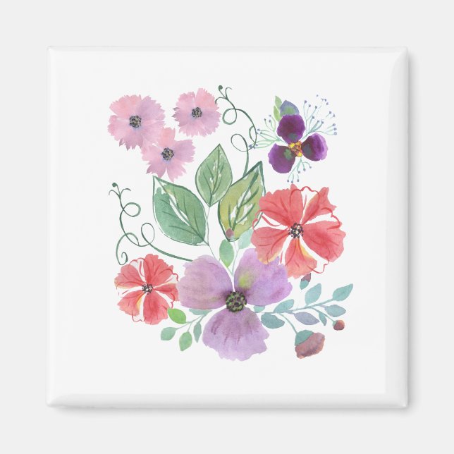 Vattenfärg, blommor. magnet (Framsidan)
