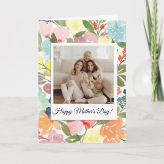 Vattenfärg blommor med bild Mors dag-kort Kort