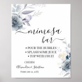 Vattenfärg Blommor Mimosa Bar Bröllopsduschskylt Poster