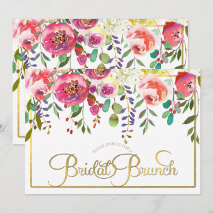 Vattenfärg Blommor Modern Bröllopsbrunch Inbjudningar